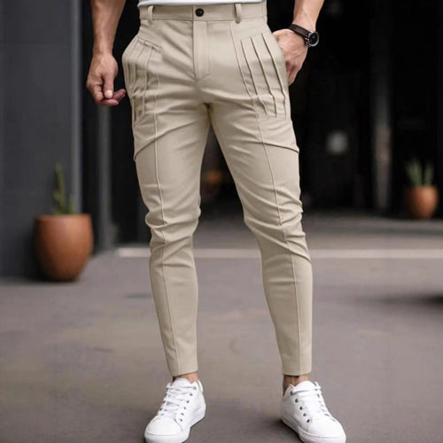 Herren stylische Slim-Fit Anzughose mit plissiertem Design