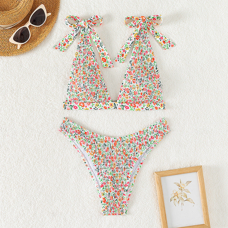 Damen Triangel-Bikini mit verspielten Rüschendetails