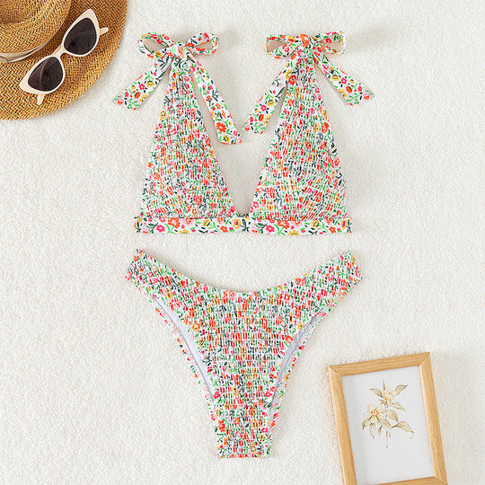 Damen Triangel-Bikini mit verspielten Rüschendetails