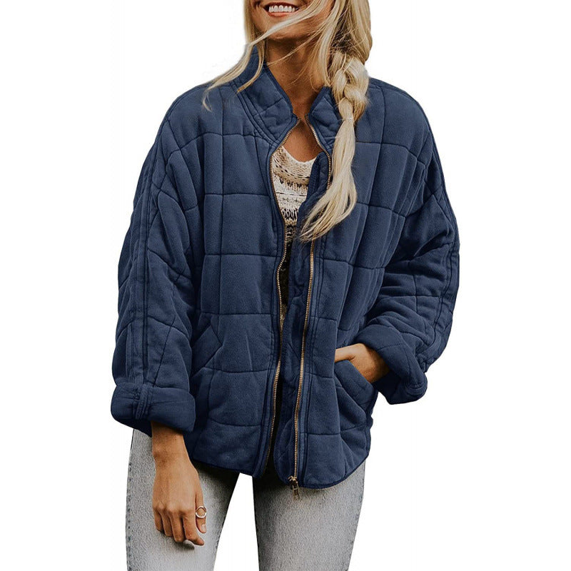 Damen Steppjacke im Oversized Schnitt mit Stehkragen und verdecktem Reißverschluss Shop Nory