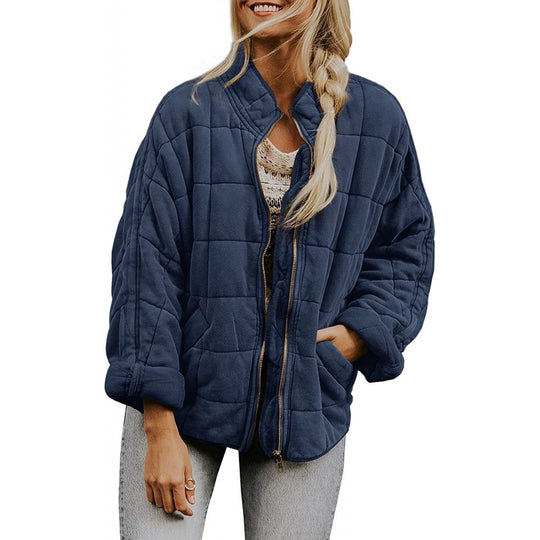 Damen Steppjacke im Oversized Schnitt mit Stehkragen und verdecktem Reißverschluss Shop Nory