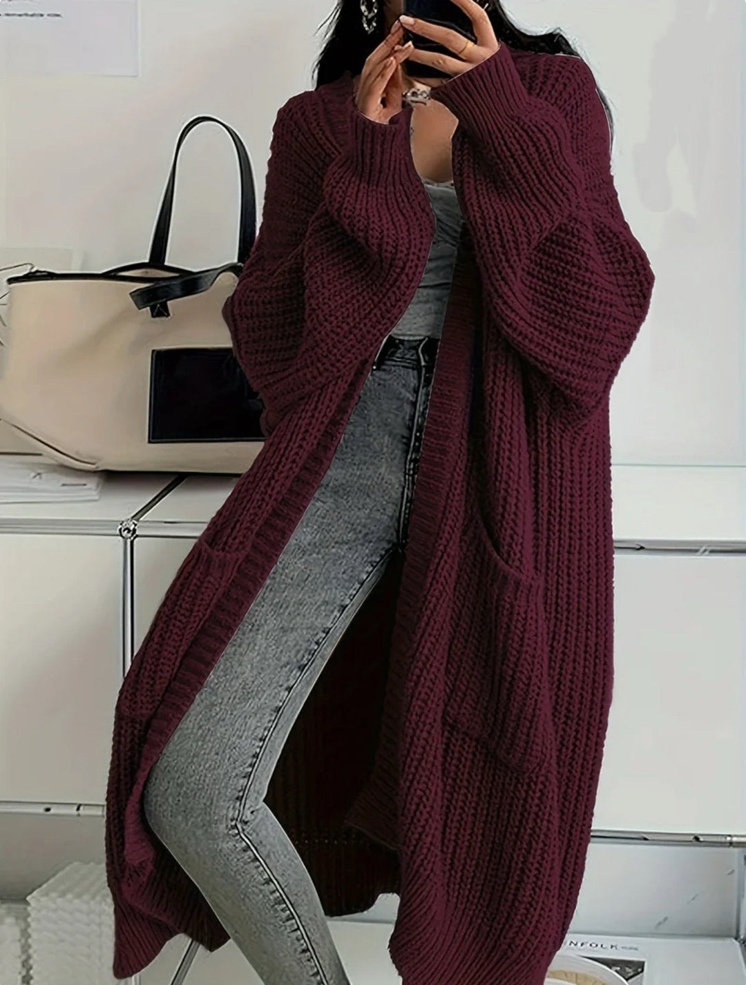 Damen Strickmantel im Oversized-Stil