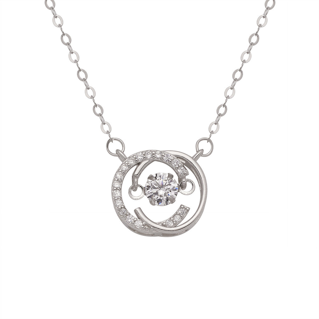 Damen elegante Halskette mit schimmerndem Anhänger und funkelnden Zirkonia Shop Nory