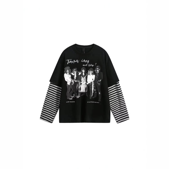 Damen Lässiges Oversized T-Shirt mit gestreiften Ärmeln Shop Nory