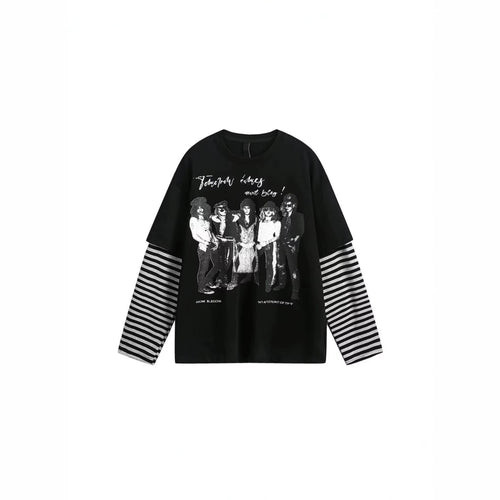 Damen Lässiges Oversized T-Shirt mit gestreiften Ärmeln Shop Nory