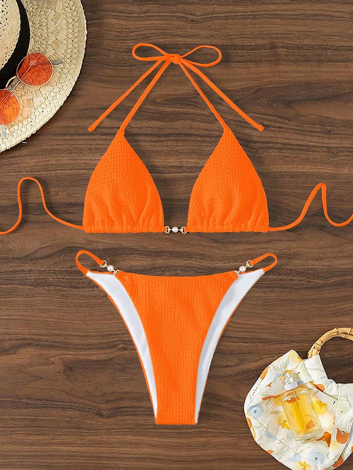 Damen Triangel-Bikini mit modischen Schnürdetails und eleganten Akzenten