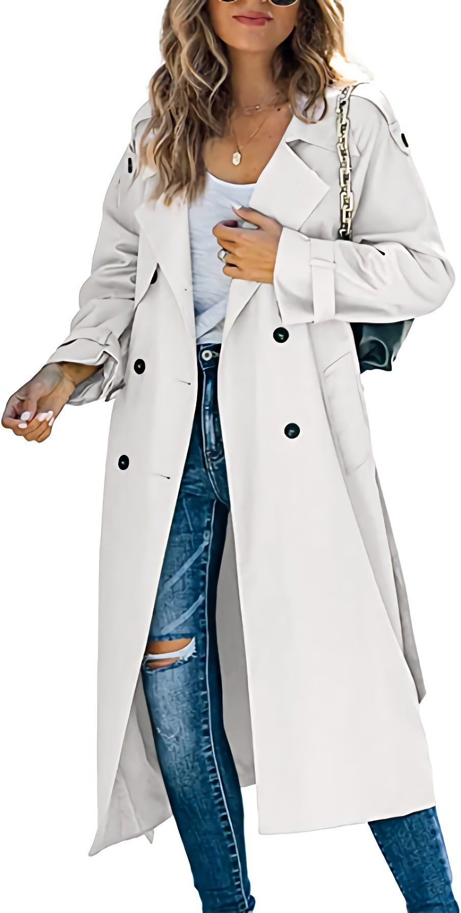 Damen Modischer Trenchcoat mit doppelter Knopfleiste und lässigem Schnitt