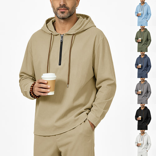 Herren Kapuzenpullover mit Halbzip, Tunnelzug und gerundetem Saum Shop Nory
