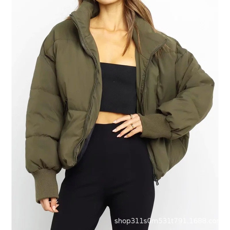Damen Kurzer Stepp‑Puffer mit hohem Stehkragen und gerippten Bündchen Shop Nory