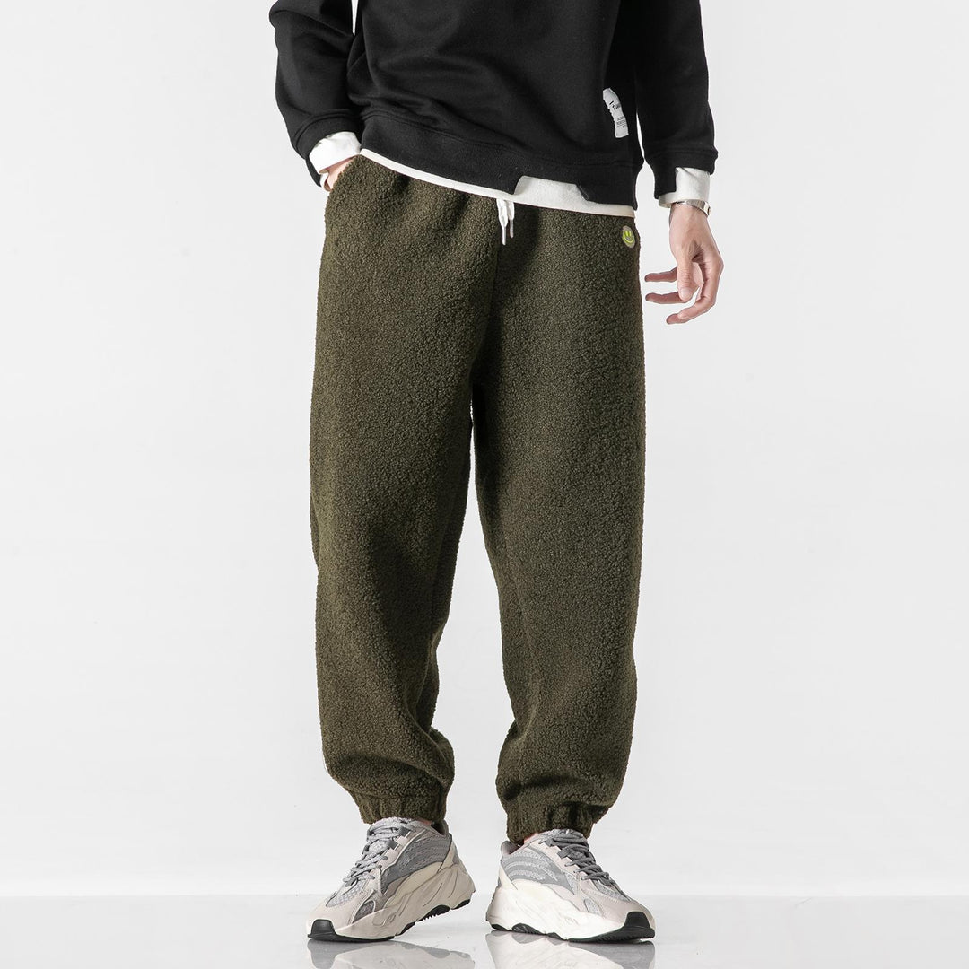 Herren Teddy-Fleece-Jogginghose mit elastischem Bund, Kordelzug und Bündchen Shop Nory