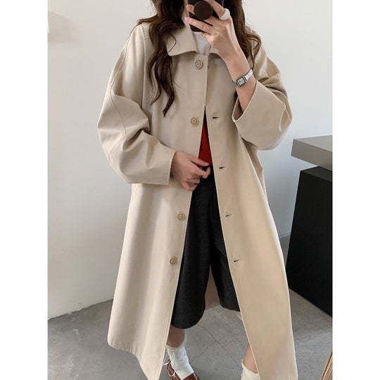Damen Langer Oversize-Mantel im Trenchstil mit weitem Schnitt und klassischem Revers Shop Nory