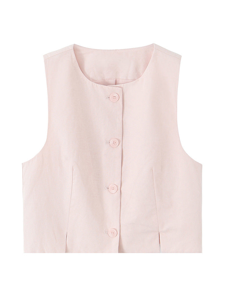 Damen Hochtaillierte weite Sommerhose mit Bügelfalte und Eingrifftaschen Shop Nory