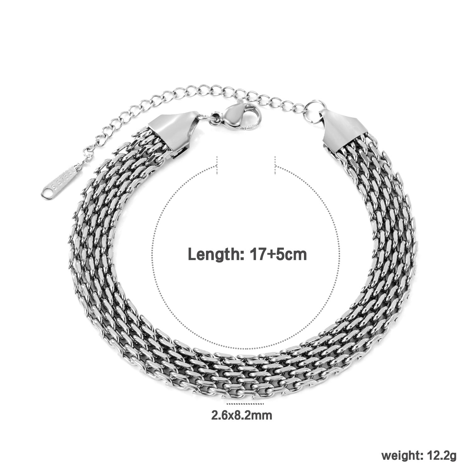 Damen Edelstahl Gliederhalskette mit verstellbarem Verschluss Shop Nory