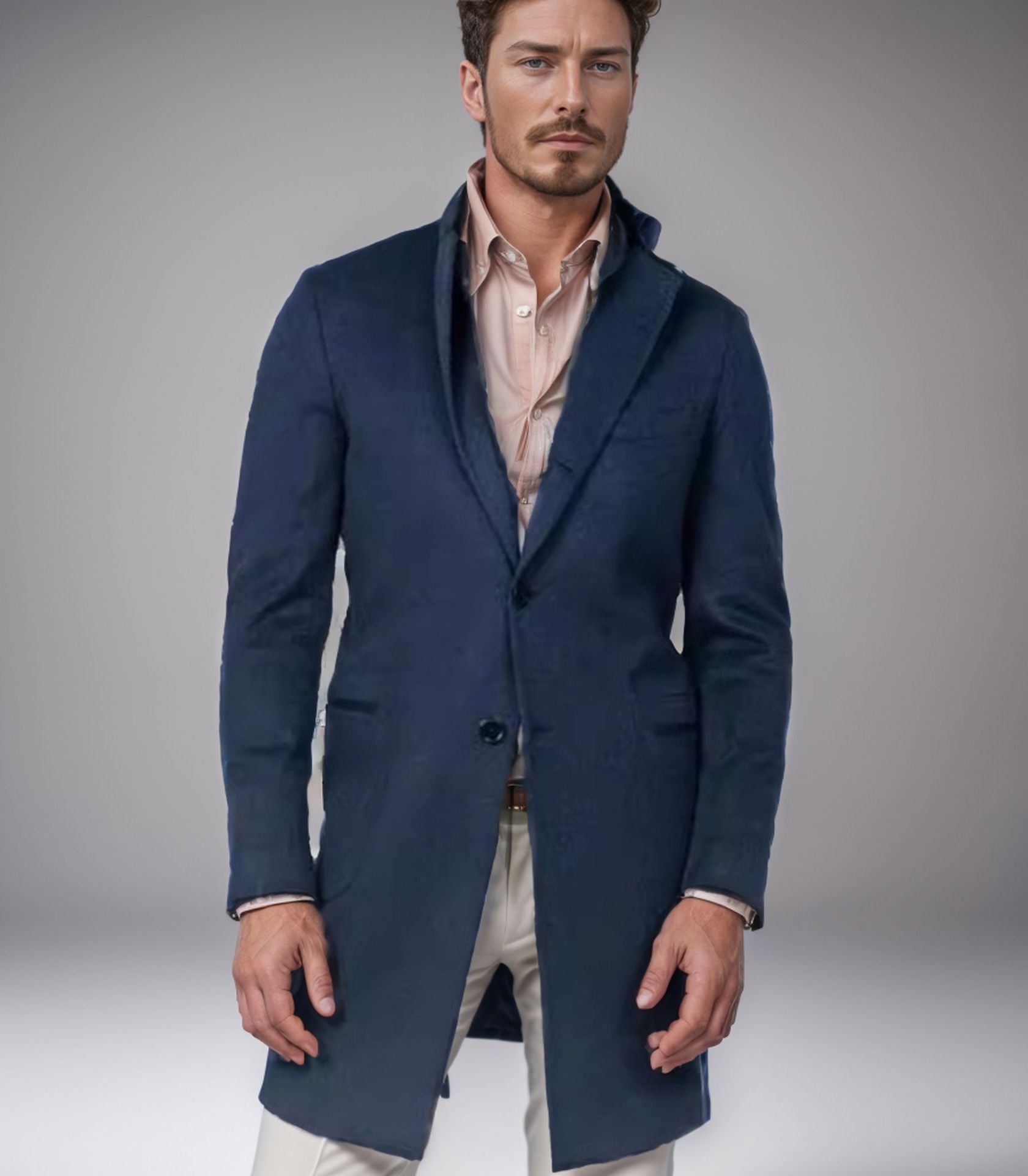 Herren eleganter Langmantel aus weichem Stoff