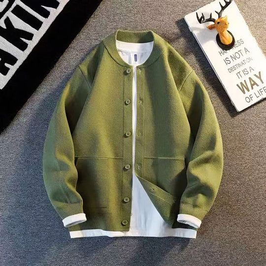 Unisex Feinstrick-Cardigan mit Rundhals, aufgesetzten Taschen und Rippbündchen Shop Nory