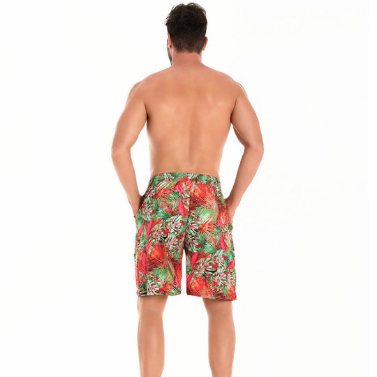 Herren Badeshorts mit tropischem Muster und verstellbarem Kordelzug