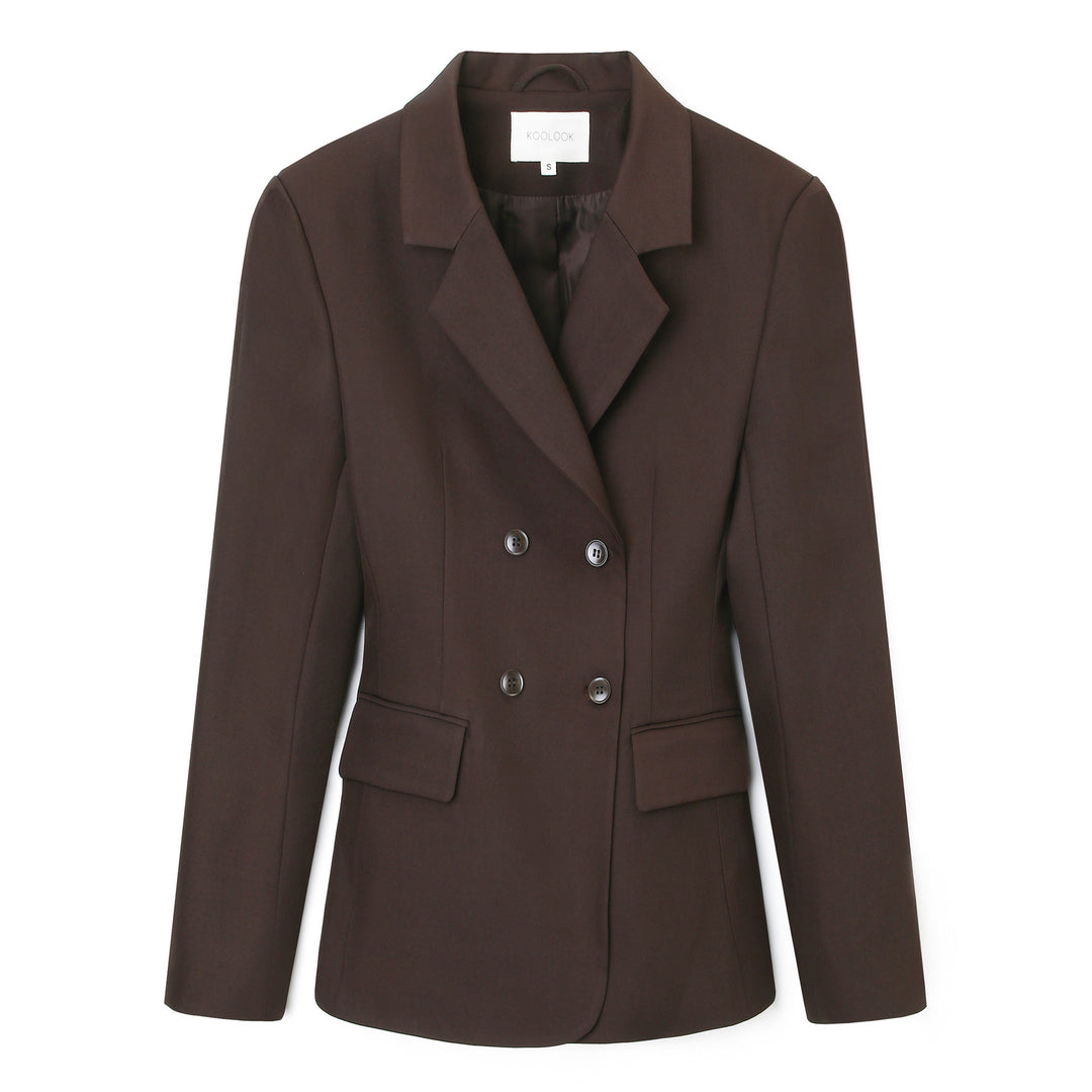 Damen Doppelreihiger taillierter Business‑Blazer mit Pattentaschen und fallendem Revers Shop Nory