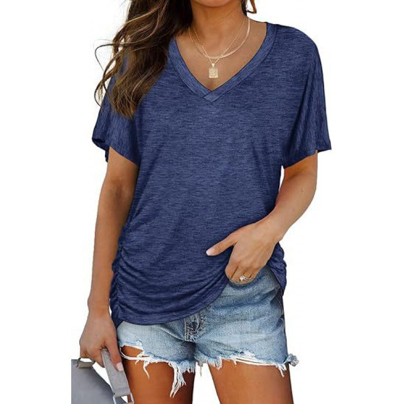 Damen V-Ausschnitt T-Shirt Aus Weichem Single Jersey