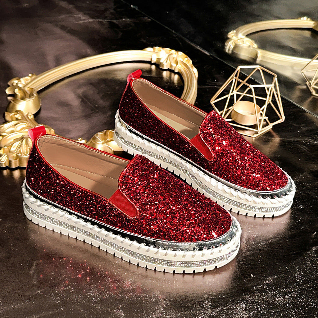 Damen Glitzernde Slip-On Sneakers Shopnory