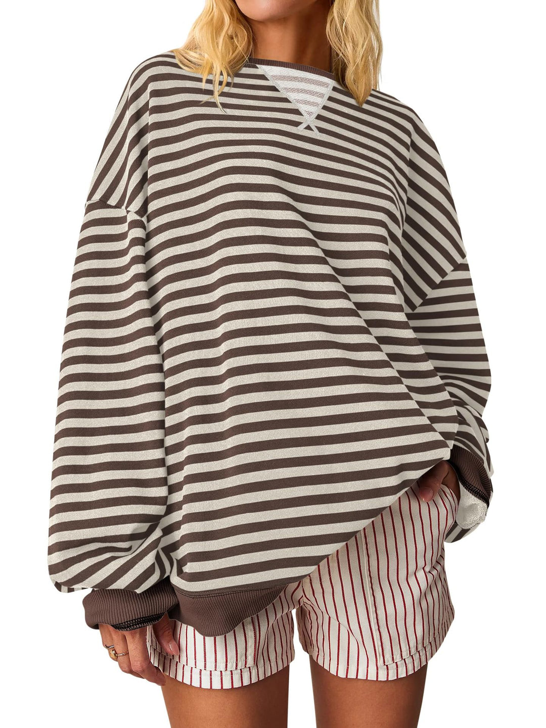 Damen Oversized gestreifter Sweatshirt