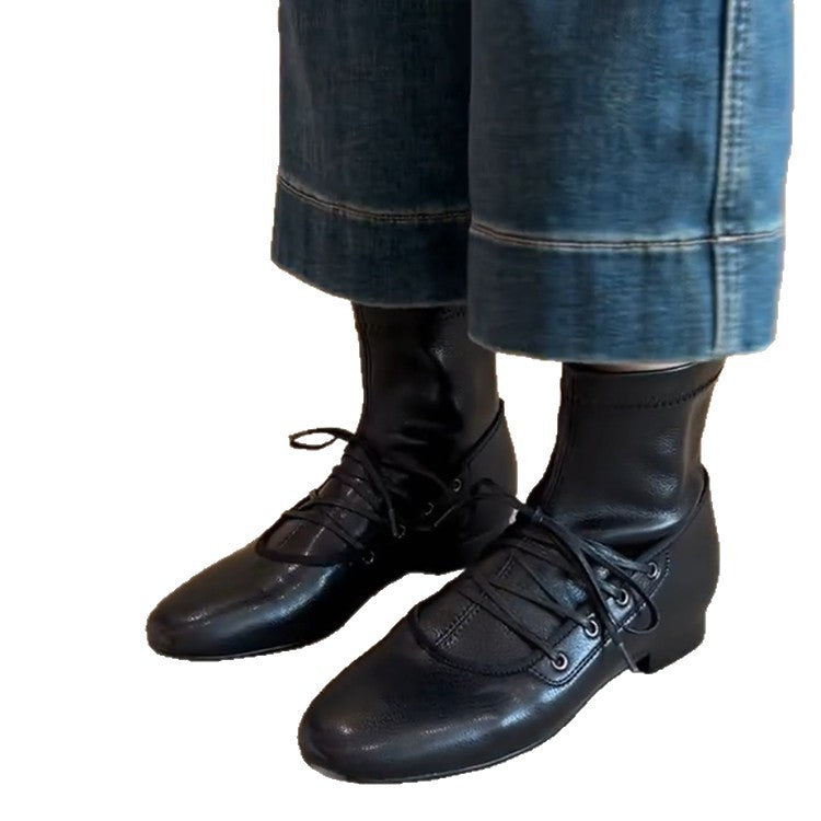 Damen zeitlose Ankle Boots mit hohem Schaft und eleganter Schnürung