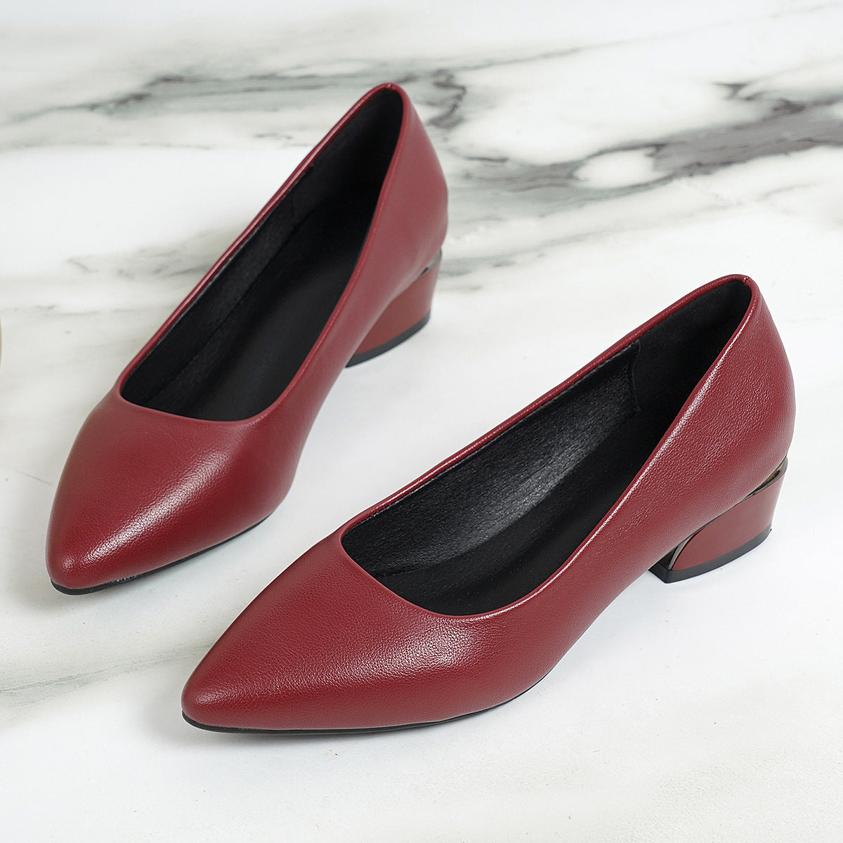 Damen elegante spitze Pumps mit komfortablem Blockabsatz Shopnory