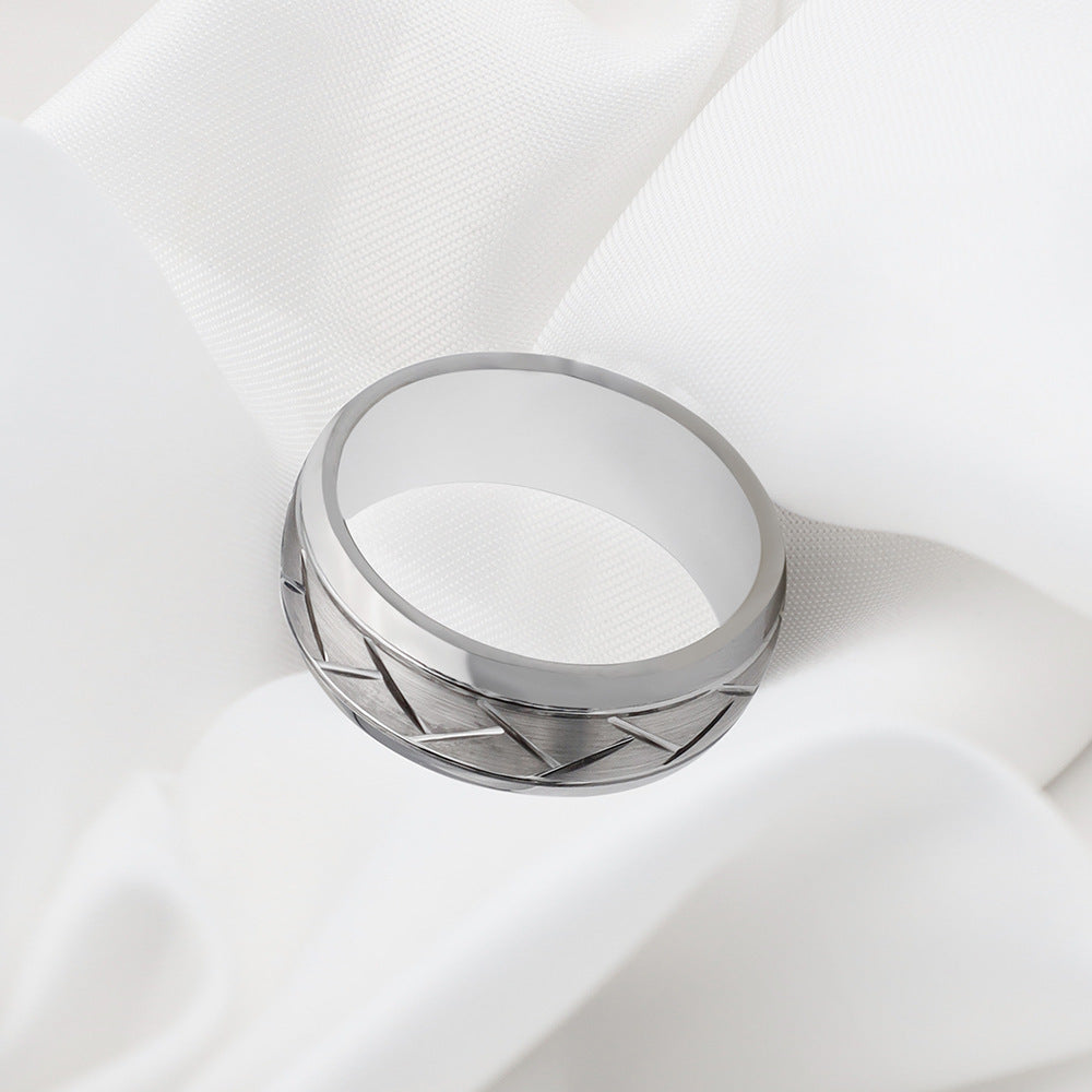 Herren modischer Edelstahlring mit strukturierter Oberfläche Shop Nory