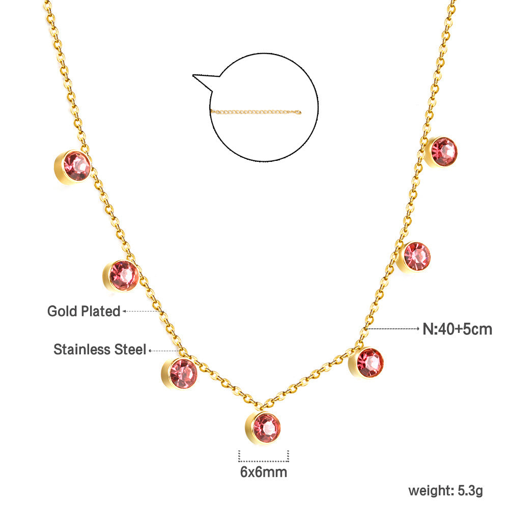 Damen Edelstahl Halskette mit funkelnden blauen Zirkonia-Anhängern Shop Nory