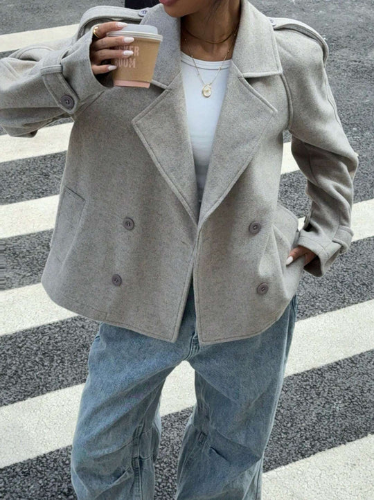 Damen Elegantes Oversized Wolljacke