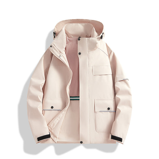 Herren dreilagige Trekkingjacke mit verschweißten Nähten, Kapuze und Multifunktionstaschen Shop Nory