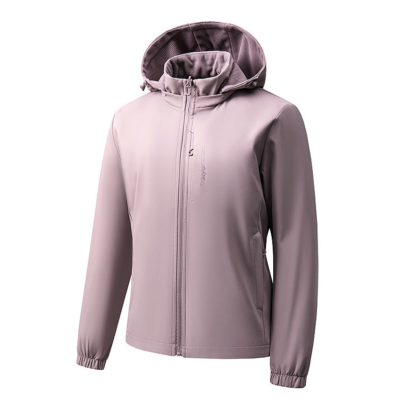 Damen Leichte wasserdichte Softshelljacke mit Kapuze und Brust-Reißverschlusstasche Shop Nory