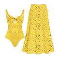 Damen Badeanzug und Rock-Set mit floralem Cut-Out Design