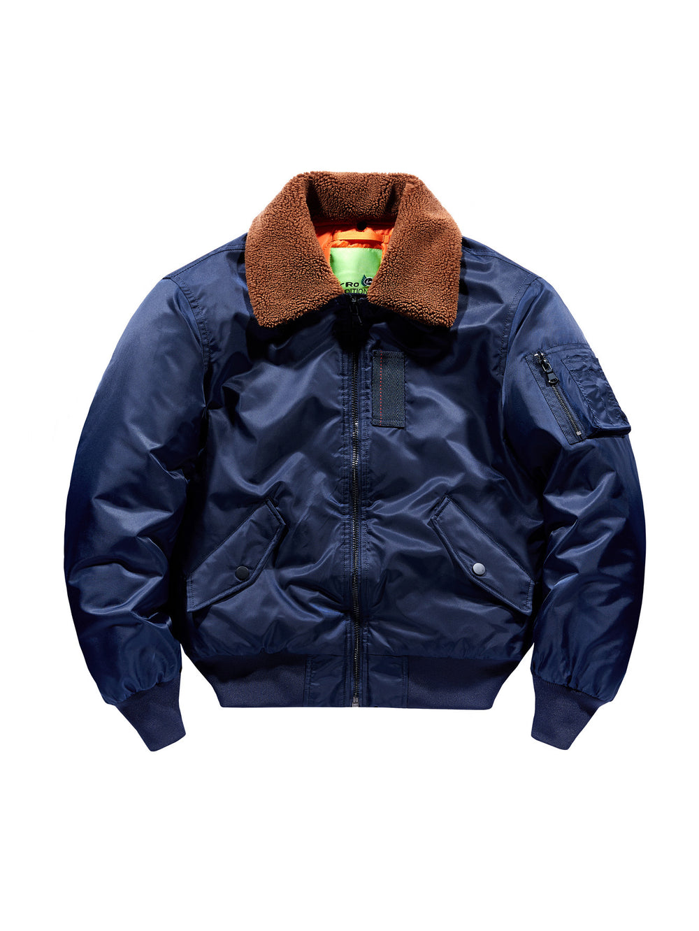 Herren Pilotenbomberjacke mit Teddykragen und Utility-Ärmeltasche Shop Nory