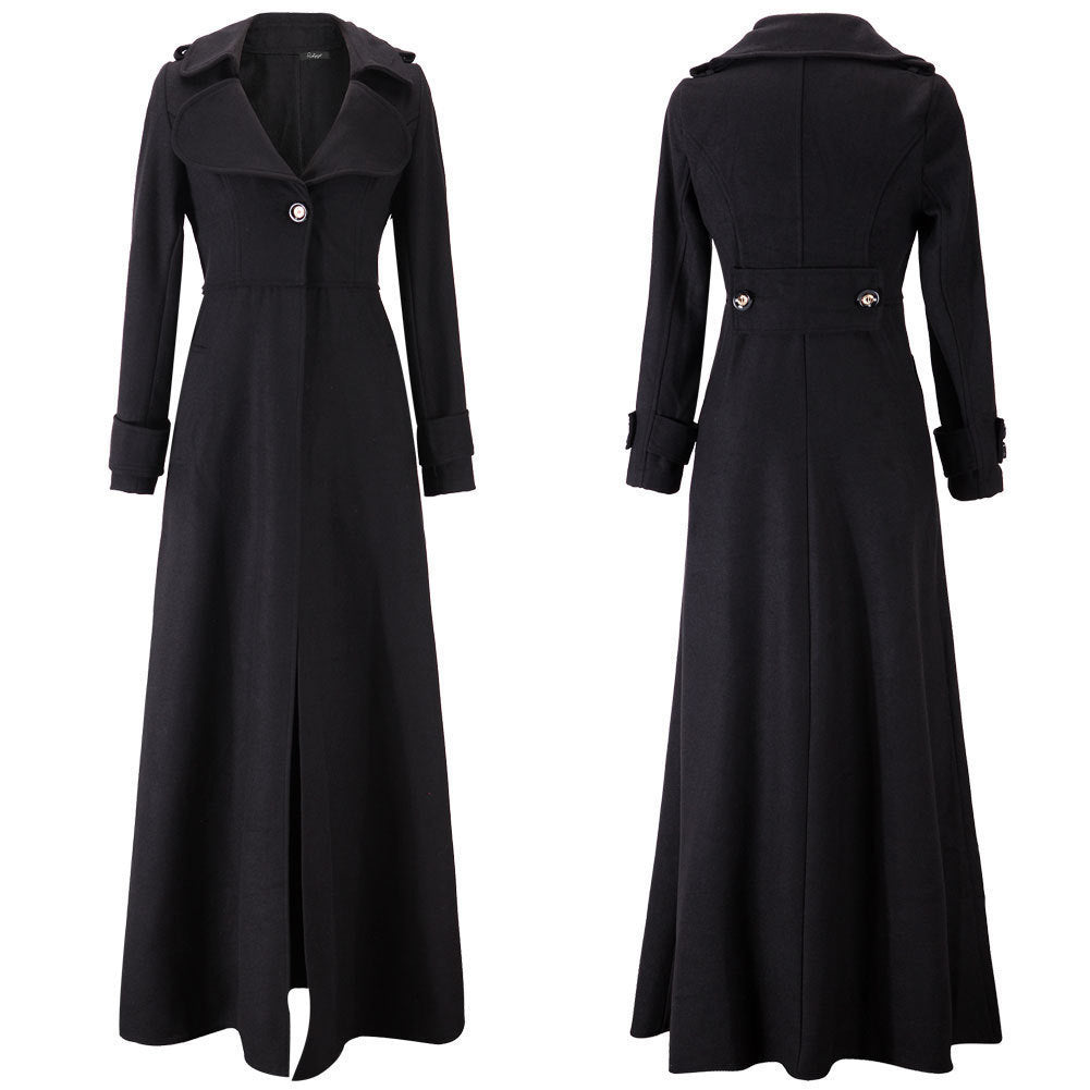Damen Eleganter Langmantel mit klassischem Revers und modernen Akzenten
