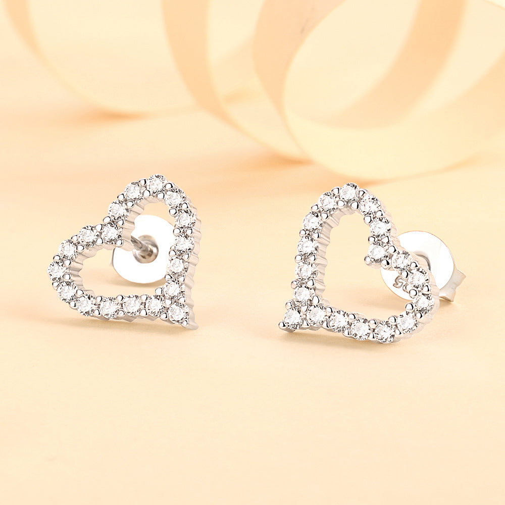 Damen Ohrringe im Herzdesign mit glitzerndem Zirkonia-Besatz Shop Nory