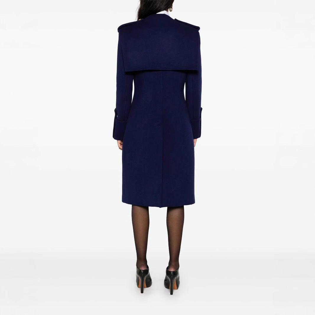 Damen Doppelreihiger Mantel mit Cape‑Einsatz, Epauletten und Zierriegeln Shop Nory
