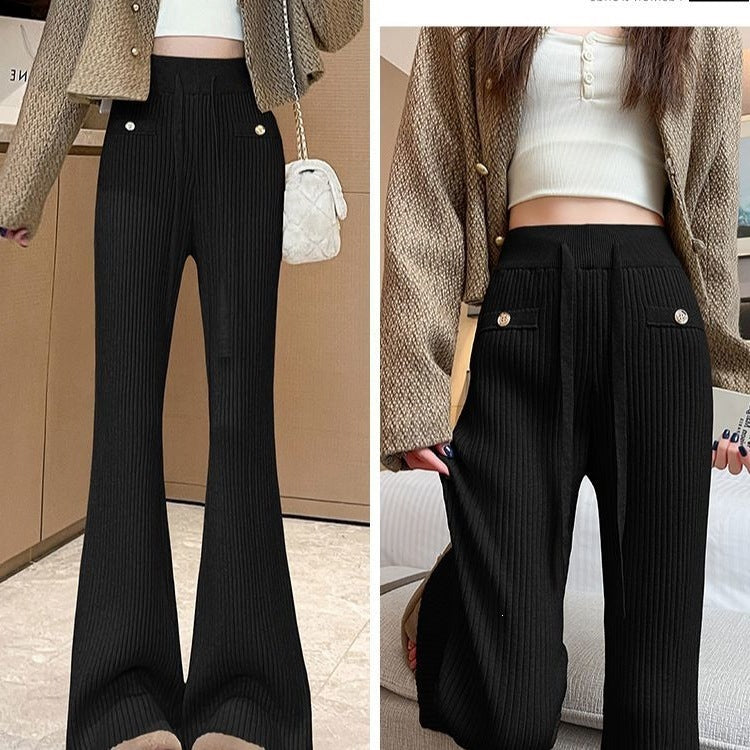 Damen Fließende Rippstrick-Hose Shop Nory