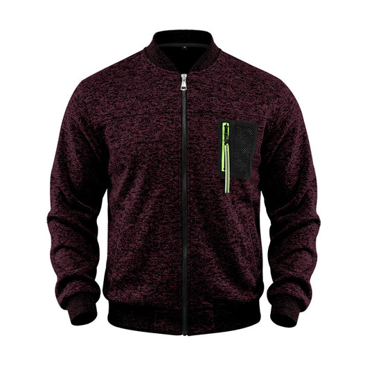 Herren melierte Bomberjacke mit Reißverschluss-Brusttasche und Rippbündchen Shop Nory