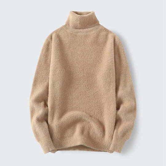 Herren warmer Rollkragenpullover aus weichem Strickstoff