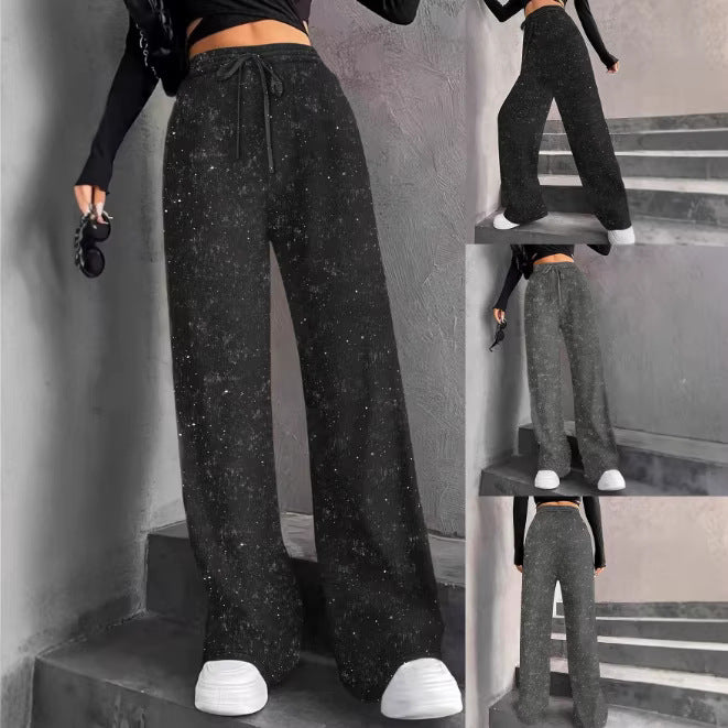 Damen nan weite Strickhose mit hochgeschnittenem Bund und Kordelzug Shop Nory