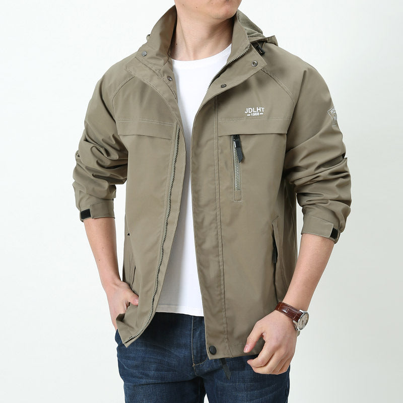 Herren Leichte Softshell-Hoodiejacke mit Kapuze, wasserabweisender Shell und Multifunktions-Taschen Shop Nory