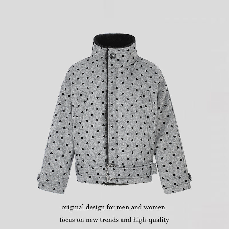 Damen Kurz geschnittene gesteppte Jacke mit Stehkragen und Taillenriemen Shop Nory