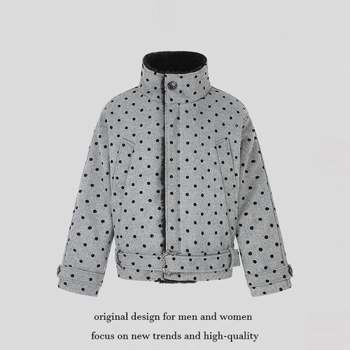 Damen Kurz geschnittene gesteppte Jacke mit Stehkragen und Taillenriemen Shop Nory