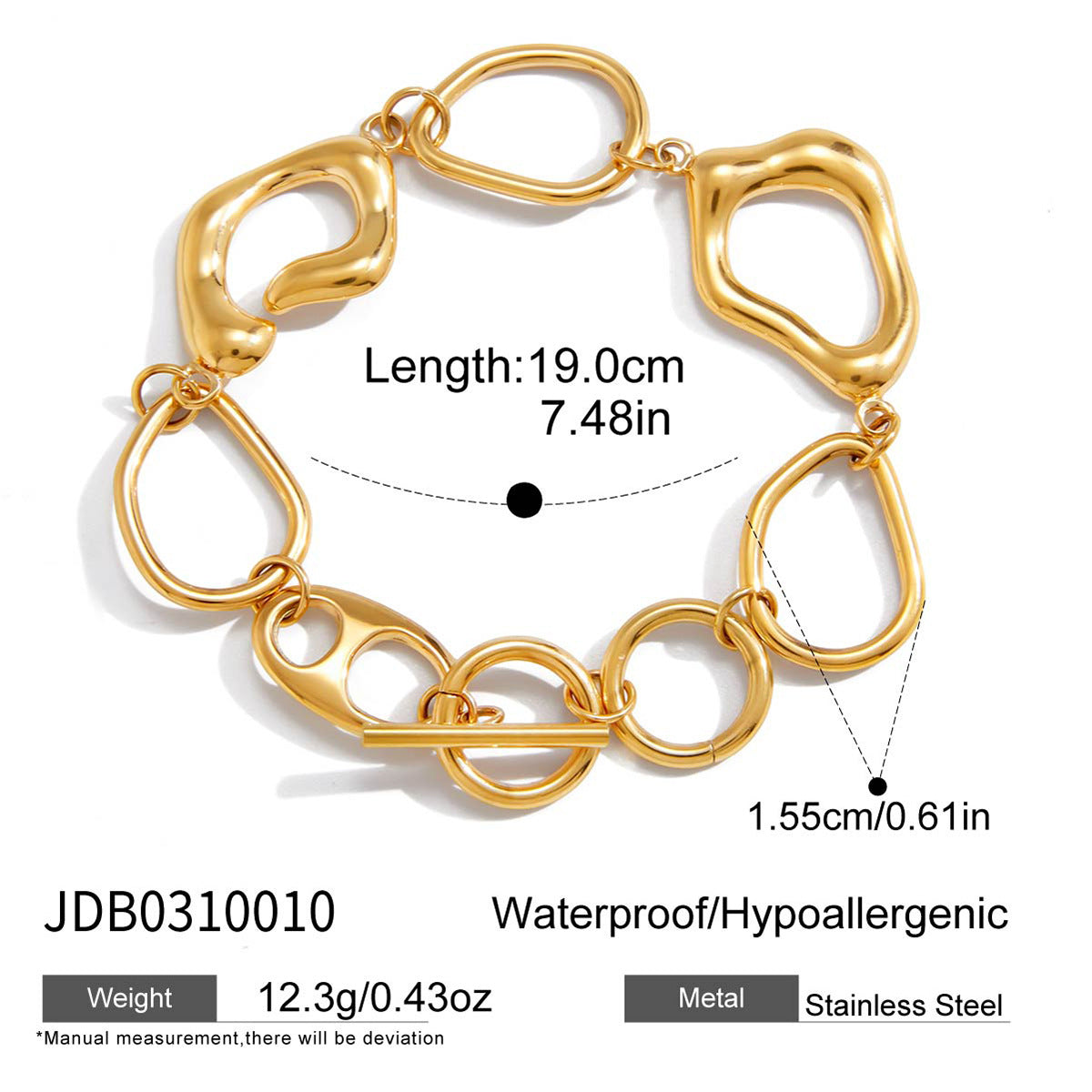 Damen Offenes Armband mit modernem Link-Design aus hypoallergenem Edelstahl Shop Nory