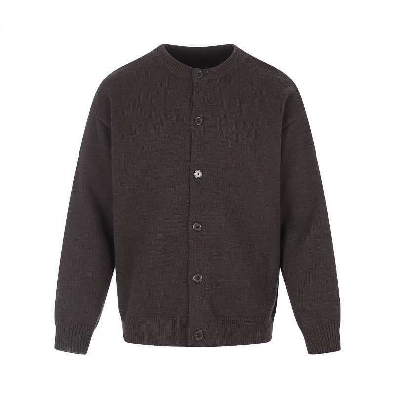 Unisex Boxy-Strickcardigan mit Rundhalsausschnitt und durchgehender Knopfleiste Shop Nory