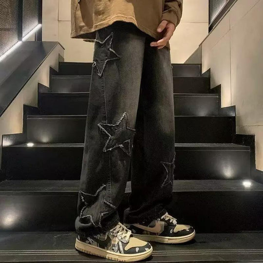 Herren lässige Jeans mit Sterne-Stickerei
