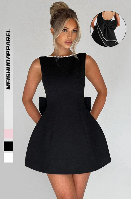 Damen Elegantes skulpturales Minikleid mit Perlenverzierung