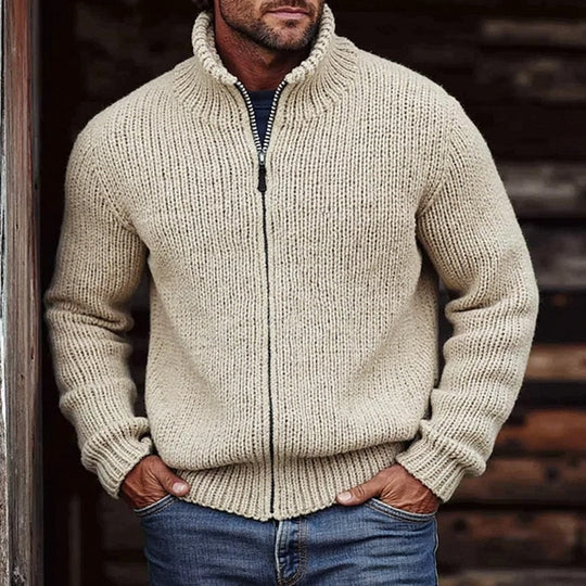 Herren Grobstrick-Cardigan mit Stehkragen und durchgehendem Reißverschluss Shop Nory