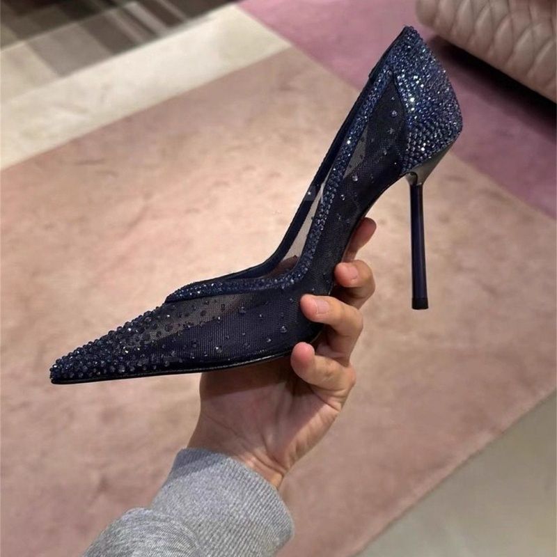 Damen Transparente Mesh‑Stiletto‑Pumps mit spitzer Zehenpartie und Strassbesatz Shop Nory