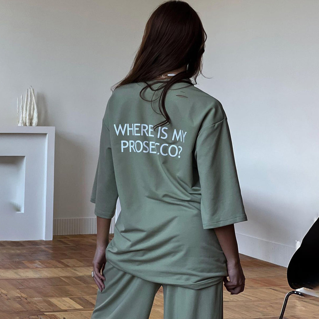 Damen oversized Longshirt mit Statement-Print, dreiviertelärmeln und lockerer Tunika-Silhouette Shop Nory